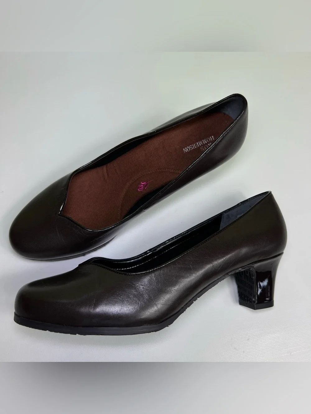Ros Hommerson Hayden Shoe heels brown nappa Leather size 9W ( small smudge